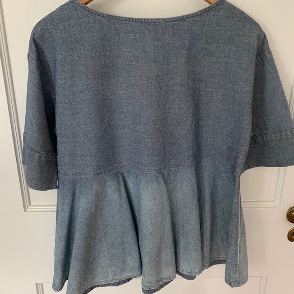 AG Adriano Goldschmeid chambray peplum top - Picture 3 of 9